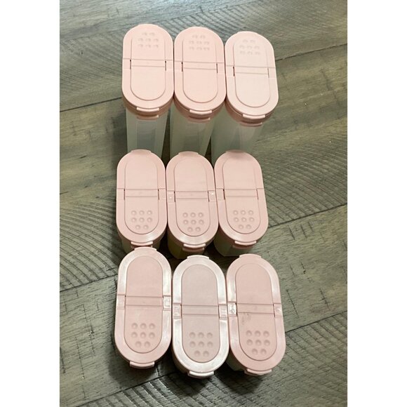 Tupperware Modular Mates Spice Container  Rusty Rose Set Of 9 1/2 Cup 1 Cup - Picture 3 of 3